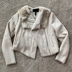 BCBGMaxAzria Faux Suede Coat - Nude - Medium